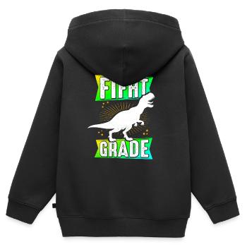 Fifth Grade 5th Grade Dinosaur School Dino Schu - Kids Premium Organic Zip-up Hoodie - black - Back - AI Model Kid Male (0cm)