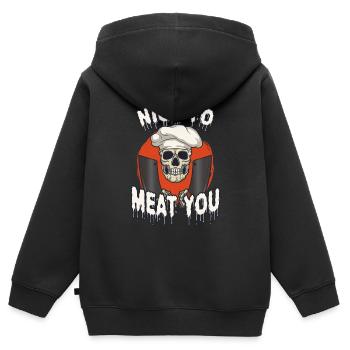 Fleischschneider Metzger Horror Skelett Gore - Kinder Premium Organic Zip Hoodie - Schwarz - Hinten - AI Model Kid Male (0cm)