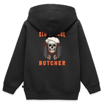 Fleischschneider Metzger Horror Skelett Gore - Kinder Premium Organic Zip Hoodie - Schwarz - Hinten - AI Model Kid Male (0cm)