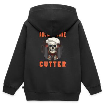 Fleischschneider Metzger Horror Skelett Gore - Kinder Premium Organic Zip Hoodie - Schwarz - Hinten - AI Model Kid Male (0cm)
