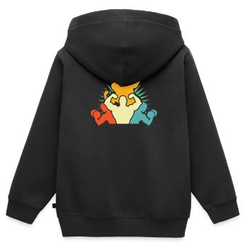 Fitness - Kinder Premium Organic Zip Hoodie - Schwarz - Hinten - AI Model Kid Male (0cm)