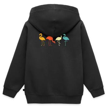 Flamingo - Kinder Premium Organic Zip Hoodie - Schwarz - Hinten - AI Model Kid Male (0cm)