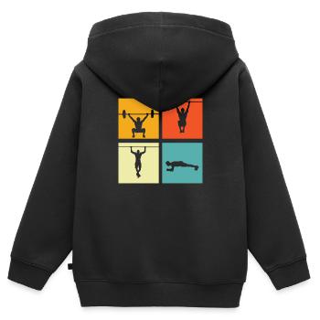 Fitness - Kinder Premium Organic Zip Hoodie - Schwarz - Hinten - AI Model Kid Male (0cm)