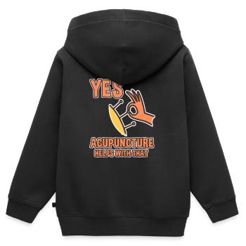 Yes, Acupuncture Helps With That 4 - Kinder Premium Organic Zip Hoodie - Schwarz - Hinten - AI Model Kid Male (0cm)