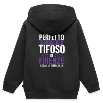 Florence Cadeau Fan Fiorentino Football Calcio - Sweat Premium à capuche zippé enfant bio - noir - Dos - AI Model Kid Male (0cm)