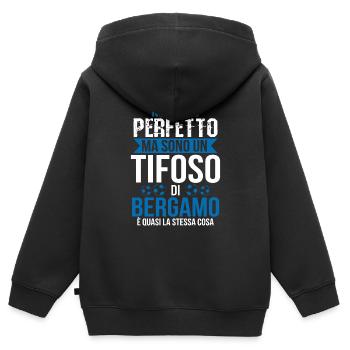Bergame Bergamaschi Football Fan Cadeau Football - Sweat Premium à capuche zippé enfant bio - noir - Dos - AI Model Kid Male (0cm)