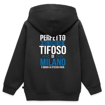 Milan Milanese Football Football Fan idée cadeau - Sweat Premium à capuche zippé enfant bio - noir - Dos - AI Model Kid Male (0cm)