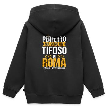 Roma idée cadeau Football romain Football Fan - Sweat Premium à capuche zippé enfant bio - noir - Dos - AI Model Kid Male (0cm)