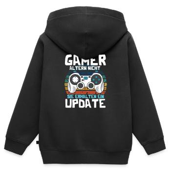 GAMER altern nicht sie erhalten ein UPDATE - Kinder Premium Organic Zip Hoodie - Schwarz - Hinten - AI Model Kid Male (0cm)