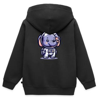 Cute Elephant Astronaut - Kids Premium Organic Zip-up Hoodie - black - Back - AI Model Kid Male (0cm)