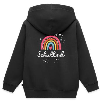 Schulkind 2024 Regenbogen 1. Klasse Einschulung - Kinder Premium Organic Zip Hoodie - Schwarz - Hinten - AI Model Kid Male (0cm)