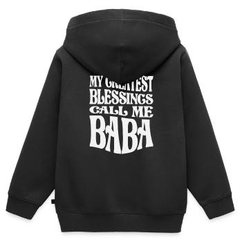 Mes plus grandes bénédictions Appelez-moi Baba Drôle de grand-mère - Sweat Premium à capuche zippé enfant bio - noir - Dos - AI Model Kid Male (0cm)