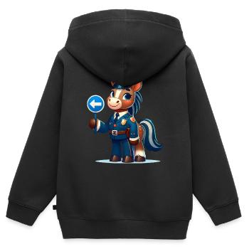Cute Horse Police Officer - Kids Premium Organic Zip-up Hoodie - black - Back - AI Model Kid Male (0cm)