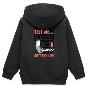 Patience Shorter Than Battery Life - Kinder Premium Organic Zip Hoodie - Schwarz - Hinten - AI Model Kid Male (0cm)