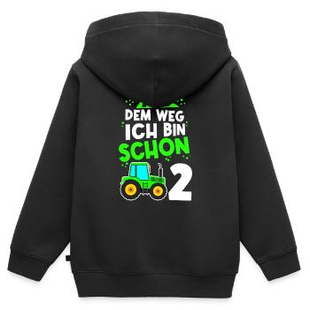 Aus Dem Weg Ich Bin Schon 2 Traktor Geburstag Gesc - Kinder Premium Organic Zip Hoodie - Schwarz - Hinten - AI Model Kid Male (0cm)