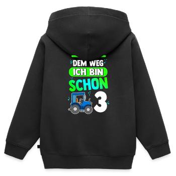 Aus Dem Weg Ich Bin Schon 3 Traktor Geburstag Spru - Kinder Premium Organic Zip Hoodie - Schwarz - Hinten - AI Model Kid Male (0cm)