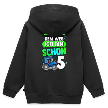 Aus Dem Weg Ich Bin Schon 5 Traktor Geburstag Spru - Kinder Premium Organic Zip Hoodie - Schwarz - Hinten - AI Model Kid Male (0cm)