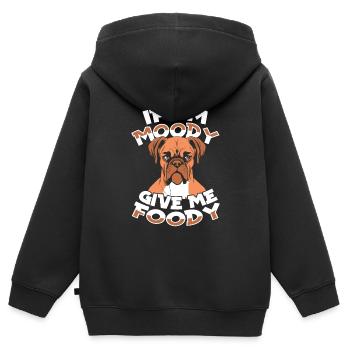 Boxer Chien Boxer Allemand - Sweat Premium à capuche zippé enfant bio - noir - Dos - AI Model Kid Male (0cm)