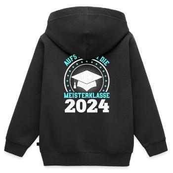 Aufstieg in die Meisterklasse Meister 2024 - Kinder Premium Organic Zip Hoodie - Schwarz - Hinten - AI Model Kid Male (0cm)