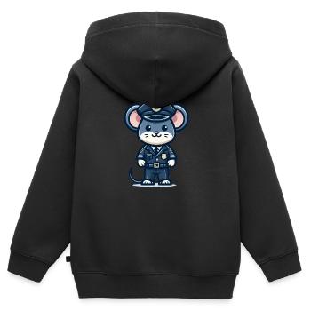 Cute Mouse Police Officer - Kids Premium Organic Zip-up Hoodie - black - Back - AI Model Kid Male (0cm)