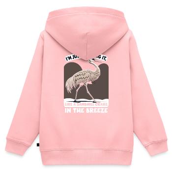 Amateurs de grues du Canada Observation des oiseaux - Sweat Premium à capuche zippé enfant bio - rose - Dos - AI Model Kid Female (0cm)