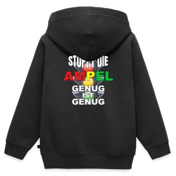 Stoppt die Ampel - genug ist genug - Kinder Premium Organic Zip Hoodie - Schwarz - Hinten - AI Model Kid Male (0cm)
