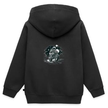 Motorrad zu den Mond Für jeden der sein Bike liebt - Kinder Premium Organic Zip Hoodie - Schwarz - Hinten - AI Model Kid Male (0cm)