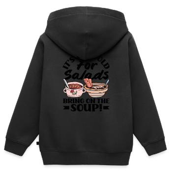 Apportez la soupe douillette - Sweat Premium à capuche zippé enfant bio - noir - Dos - AI Model Kid Male (0cm)