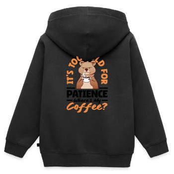 Too Cold for Patience Warm Beverage - Kids Premium Organic Zip-up Hoodie - black - Back - AI Model Kid Male (0cm)