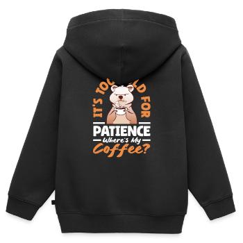 Too Cold for Patience Warm Beverage - Kids Premium Organic Zip-up Hoodie - black - Back - AI Model Kid Male (0cm)