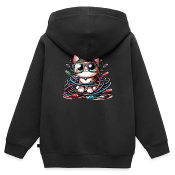 Analyste en piratage éthique Cybersécurité éthique - Sweat Premium à capuche zippé enfant bio - noir - Dos - AI Model Kid Male (0cm)