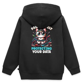 Analyste en piratage éthique Cybersécurité éthique - Sweat Premium à capuche zippé enfant bio - noir - Dos - AI Model Kid Male (0cm)