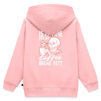 Is it Time for My Coffee Break Yet? Casual - Kinder Premium Organic Zip Hoodie - Rosa - Hinten - AI Model Kid Female (0cm)