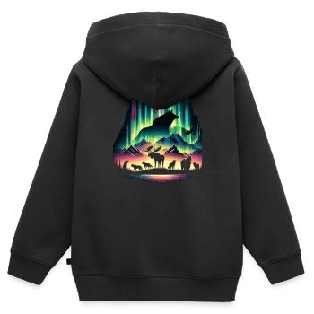 Polarlicht-aurora-verfolger Alaska Wilderness - Kinder Premium Organic Zip Hoodie - Schwarz - Hinten - AI Model Kid Male (0cm)
