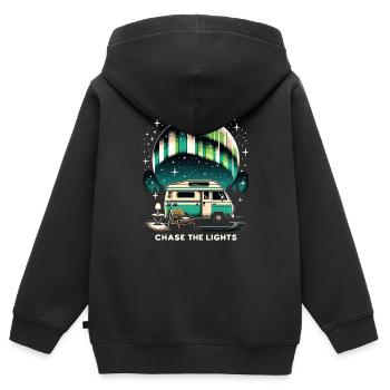 Polarlicht-aurora-verfolger Alaska Wilderness - Kinder Premium Organic Zip Hoodie - Schwarz - Hinten - AI Model Kid Male (0cm)