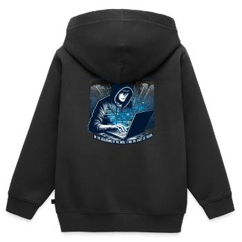 Analyste en piratage éthique Cybersécurité éthique - Sweat Premium à capuche zippé enfant bio - noir - Dos - AI Model Kid Male (0cm)