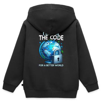 Analyste en piratage éthique Cybersécurité éthique - Sweat Premium à capuche zippé enfant bio - noir - Dos - AI Model Kid Male (0cm)