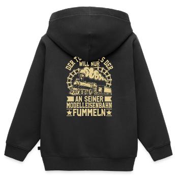 Der tut nichts Modelleisenbahn Geschenk - Kinder Premium Organic Zip Hoodie - Schwarz - Hinten - AI Model Kid Male (0cm)