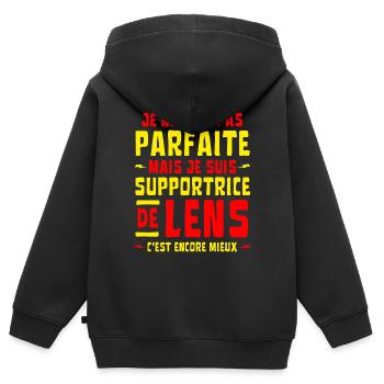 supportrice de Lens, c'est encore MIEUX !! - Sweat Premium à capuche zippé enfant bio - noir - Dos - AI Model Kid Male (0cm)