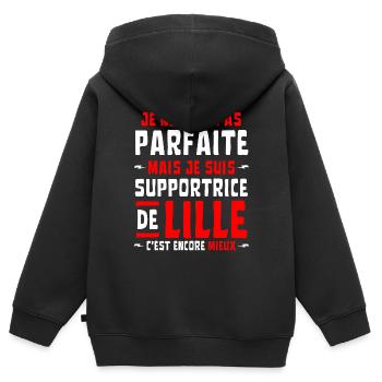 Femme Supportrice Lille Pas Parfaite - Sweat Premium à capuche zippé enfant bio - noir - Dos - AI Model Kid Male (0cm)