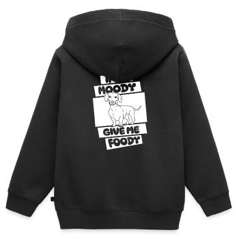 Teckel Teckel Drôle - Sweat Premium à capuche zippé enfant bio - noir - Dos - AI Model Kid Male (0cm)