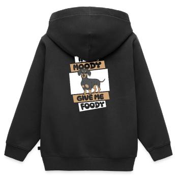 Teckel Teckel Drôle - Sweat Premium à capuche zippé enfant bio - noir - Dos - AI Model Kid Male (0cm)