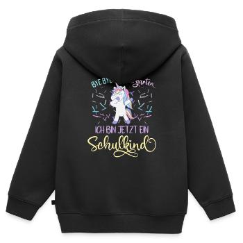 Schulkind 2024 EInhorn 1. Klasse Einschulung 2024 - Kinder Premium Organic Zip Hoodie - Schwarz - Hinten - AI Model Kid Male (0cm)