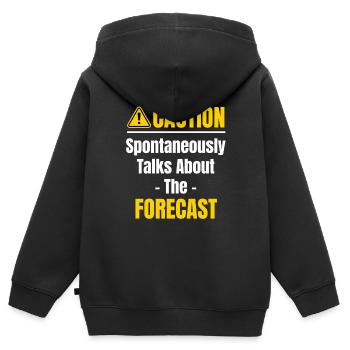 Caution Spricht Spontan Über Den Prognose-twister - Kinder Premium Organic Zip Hoodie - Schwarz - Hinten - AI Model Kid Male (0cm)