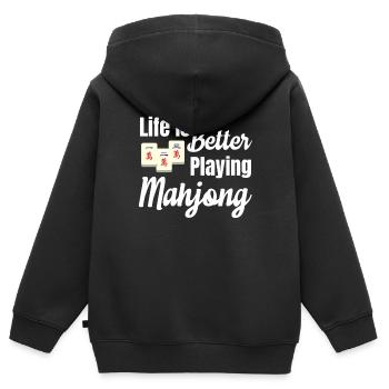 Das Leben Ist Besser Beim Spielen Von - Kinder Premium Organic Zip Hoodie - Schwarz - Hinten - AI Model Kid Male (0cm)