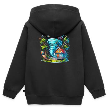 Meteorology children's tornado storm, The storm fan - Kids Premium Organic Zip-up Hoodie - black - Back - AI Model Kid Male (0cm)