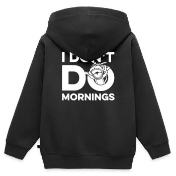 Singe Drôle Je Ne Fais Pas De Matins - Sweat Premium à capuche zippé enfant bio - noir - Dos - AI Model Kid Male (0cm)