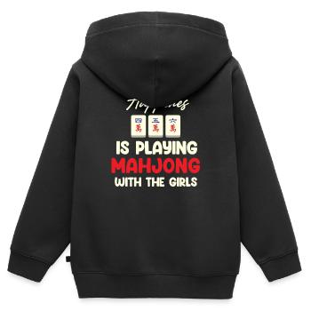 Glück Ist Mahjong Spielen Mit Den Mädchen - Kinder Premium Organic Zip Hoodie - Schwarz - Hinten - AI Model Kid Male (0cm)