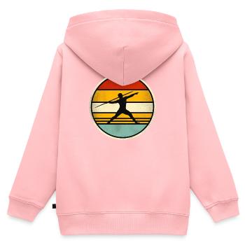 Javelin Throw 5 - Kinder Premium Organic Zip Hoodie - Rosa - Hinten - AI Model Kid Female (0cm)