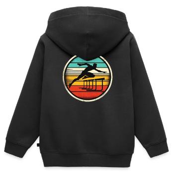 Hurdle Sprinter - Kids Premium Organic Zip-up Hoodie - black - Back - AI Model Kid Male (0cm)